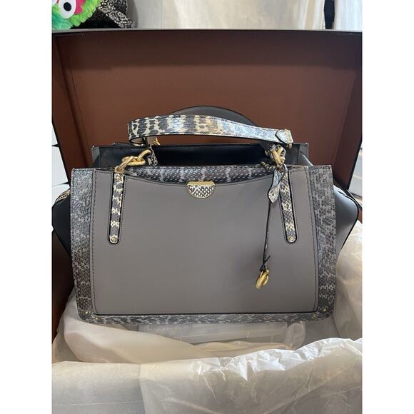 Coach Dreamer 36 Color Block Exotic Gray Leather Satchel...